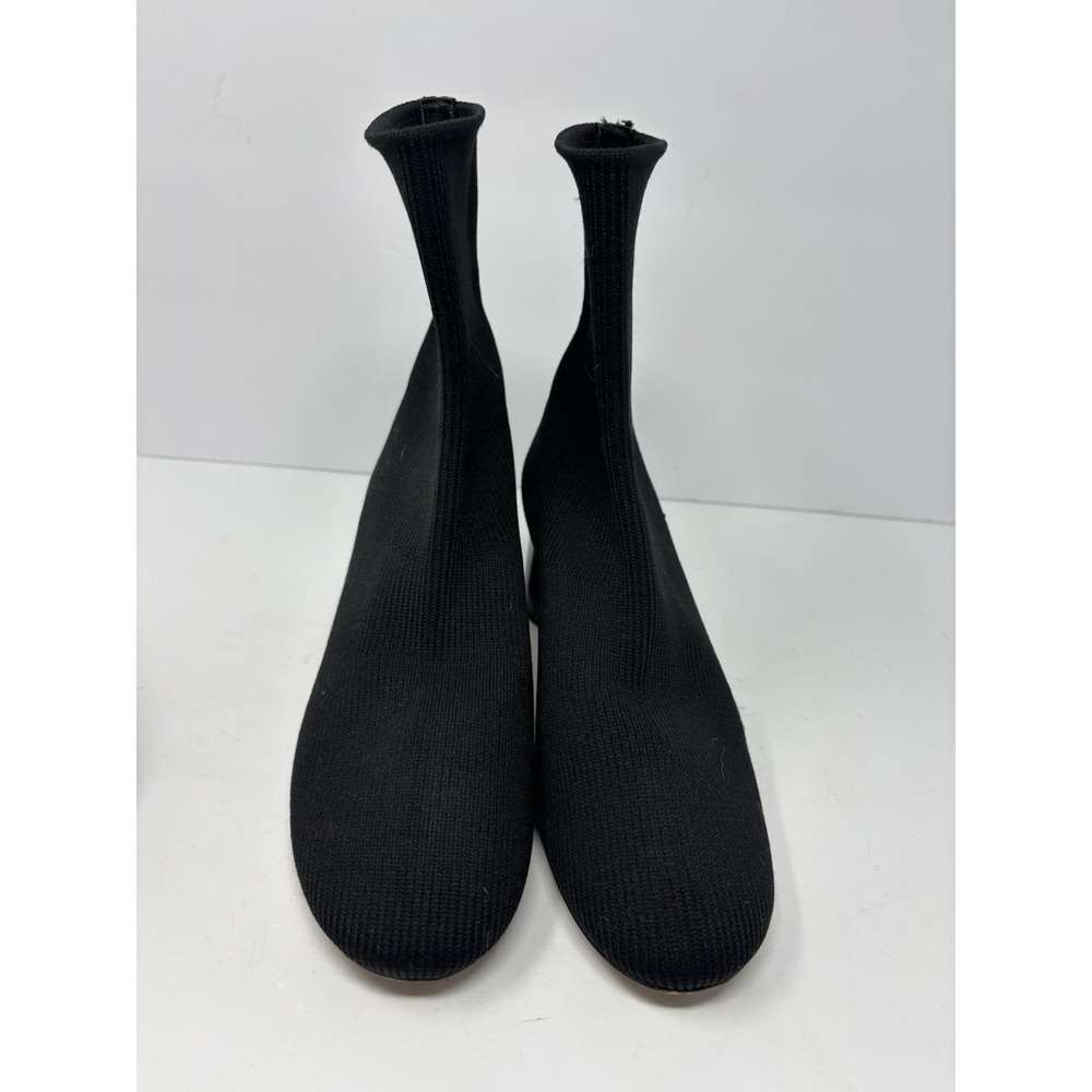 Vince Tasha Rib Knit Cylinder Heel Sock Booties Black Pull On Size US 8M - Picture 2 of 5